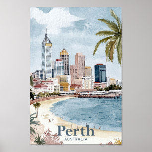 Perth Australia Aquarellmalerei Poster