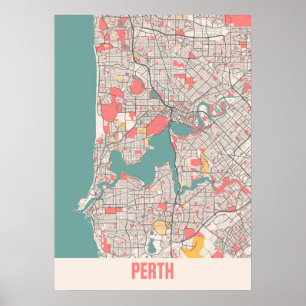 Perth - Australia Chalk City Map Poster