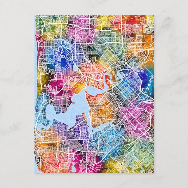 Perth Australia City Map Postkarte (Vorderseite)
