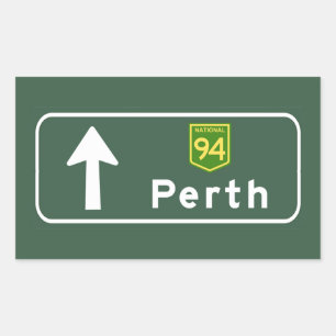 Perth, Australia Road Sign Rechteckiger Aufkleber