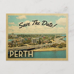 Perth Australia Save the Date Vintage Postkarten