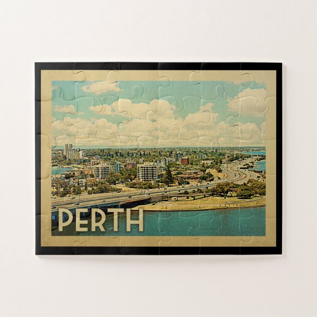 Perth Australia Vintage Travel Puzzle (Horizontal)