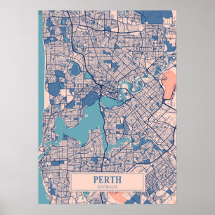 Perth - Australien Breezy City Map  Poster