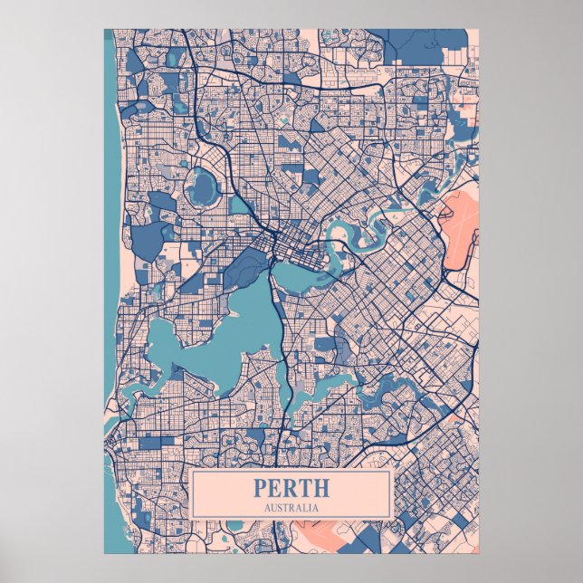 Perth - Australien Breezy City Map Poster (Vorne)