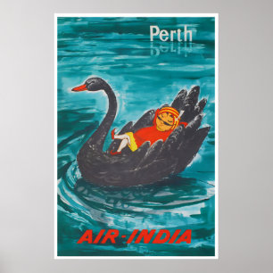 Perth Australien Kunst Air India Reiseplakat Druck Poster