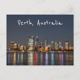 Perth, Australien, Skyline bei Nacht Postkarte