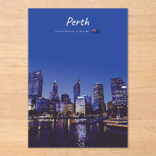 Perth, Australien - Stadt-Silhouette Nacht Acryleinladungen