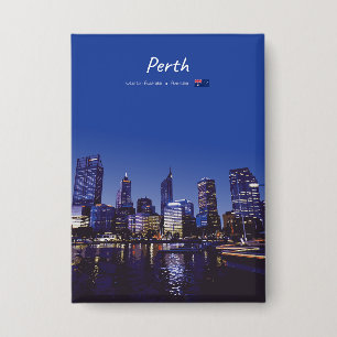 Perth, Australien - Stadt-Silhouette Nacht Button