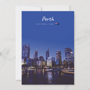 Perth, Australien - Stadt-Silhouette Nacht Einladung