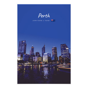 Perth, Australien - Stadt-Silhouette Nacht Fotodruck