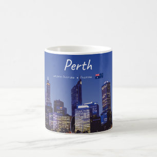 Perth, Australien - Stadt-Silhouette Nacht Kaffeetasse