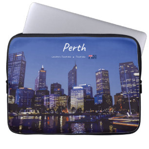 Perth, Australien - Stadt-Silhouette Nacht Laptopschutzhülle