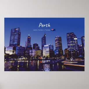 Perth, Australien - Stadt-Silhouette Nacht Poster