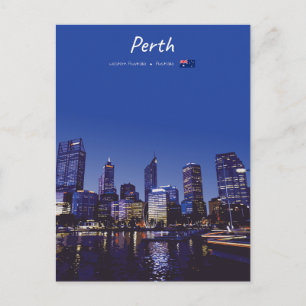 Perth, Australien - Stadt-Silhouette Nacht Postkarte