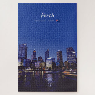 Perth, Australien - Stadt-Silhouette Nacht Puzzle