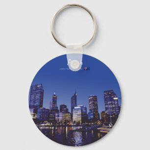 Perth, Australien - Stadt-Silhouette Nacht Schlüsselanhänger