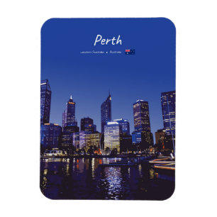 Perth, Australien - Stadt-Skyline Nacht Rund Magnet