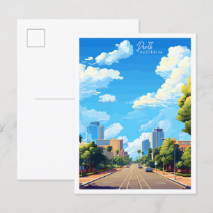 Perth Australien Vintage-Reiseillustration Postkarte