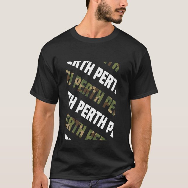 Perth Camouflage Pattern Green Camouflage T-Shirt (Vorderseite)