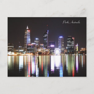 Perth Night Skyline - Postkarte