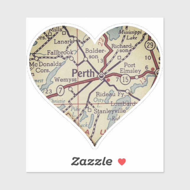Perth Ontario Vintag Map Aufkleber (Blatt)