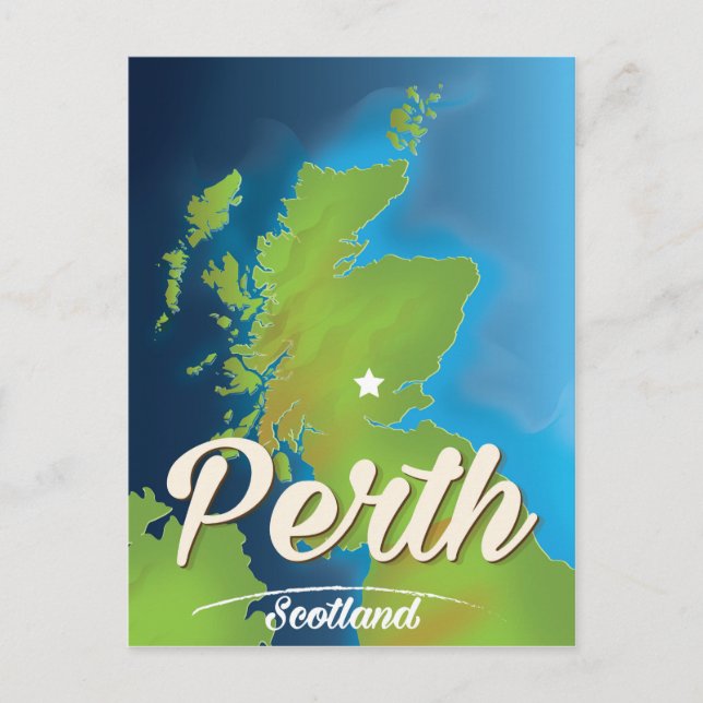 Perth Scotland Travel Poster Postkarte (Vorderseite)
