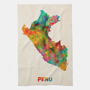 Peru-Aquarell-Karte Handtuch