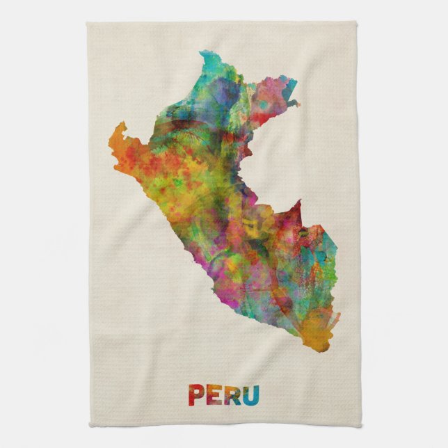 Peru-Aquarell-Karte Handtuch (Vertikal)