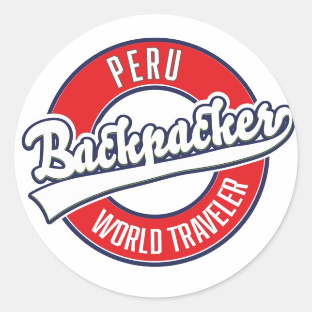 Peru Backpacker World Traveller Logo. Runder Aufkleber (Vorderseite)