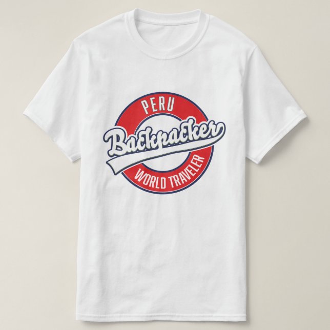 Peru Backpacker World Traveller Logo. T-Shirt (Design vorne)