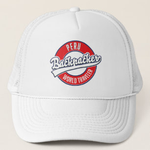 Peru Backpacker World Traveller Logo. Truckerkappe
