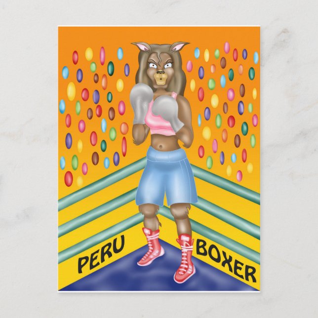 Peru Boxer, Alpaca-Charaktergestaltung Postkarte (Vorderseite)