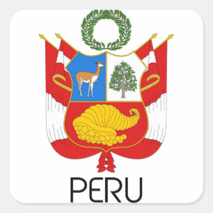 PERU - Emblem/Flagge/Wappen/Symbol Quadratischer Aufkleber