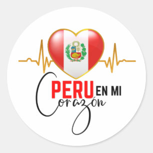 Peru en mi Corazon Peruvian Pride  Runder Aufkleber
