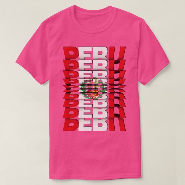 Peru-Flag-Gedreht Texteffekt T-Shirt (Design vorne)
