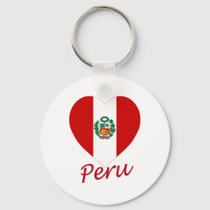 Peru Flag Heart Schlüsselanhänger