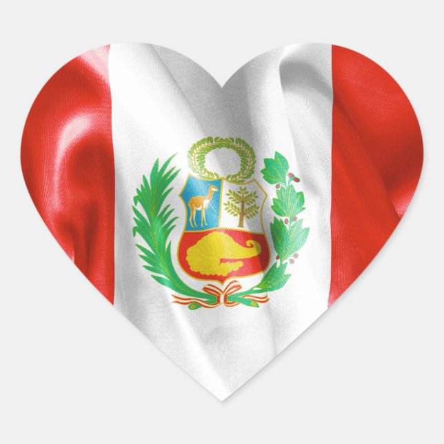 Peru Flag Heart Shaped Sticker (Vorderseite)