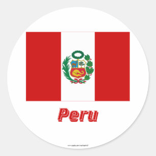 Peru-Flag mit Name Runder Aufkleber