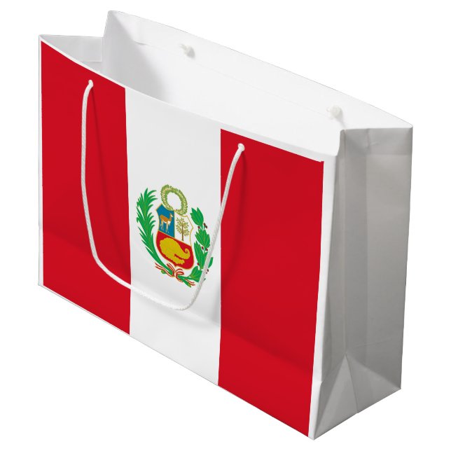 Peru-Flagge Große Geschenktüte (Vorderseite Schrägansicht)