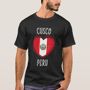 Peru-Flagge Herz Cusco Stadt T-Shirt