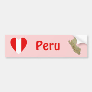 Peru-Flagge Herz + Karte Aufkleber Autoaufkleber