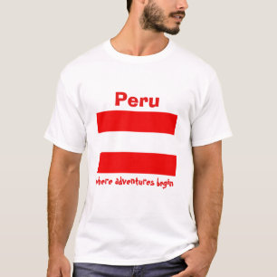 Peru-Flagge + Karte + Text-T-Shirt T-Shirt