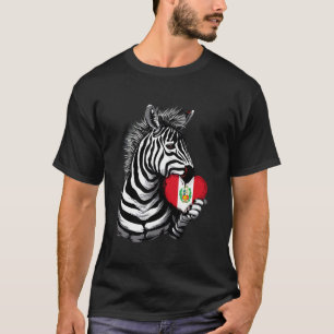 Peru-Flagge Peruanische Wurzeln Zebra-Herz Peruani T-Shirt