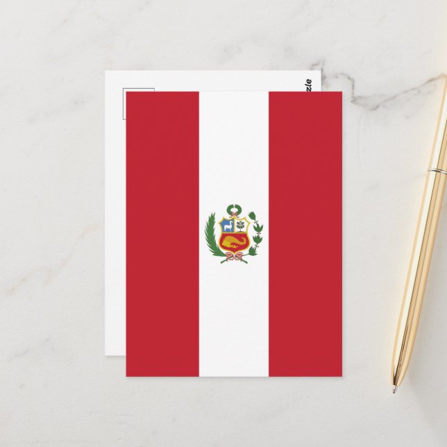 Peru-Flagge Postkarte (Vorderseite/Rückseite Beispiel)
