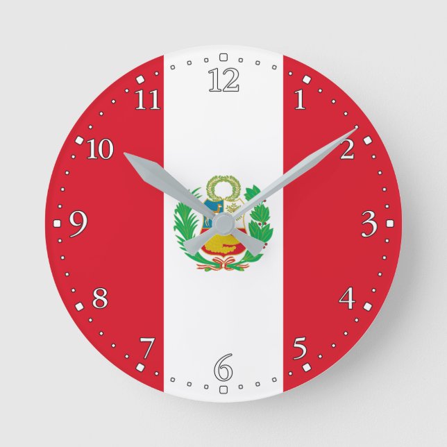 Peru-Flagge Runde Wanduhr (Vorderseite)