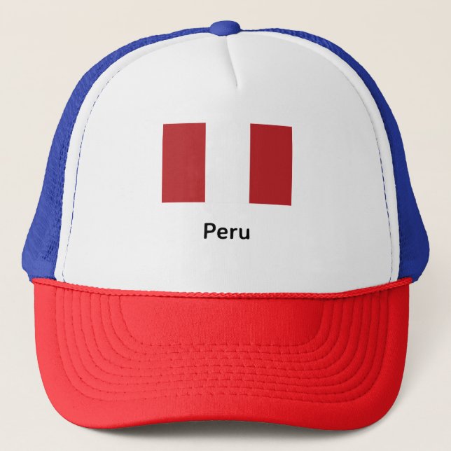 Peru-Flagge Truckerkappe (Vorderseite)