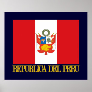 Peru-Flagge u. COA Poster