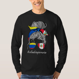 Peru Frauen Kolumbien Flagge Wurzeln Land Mädchen T-Shirt