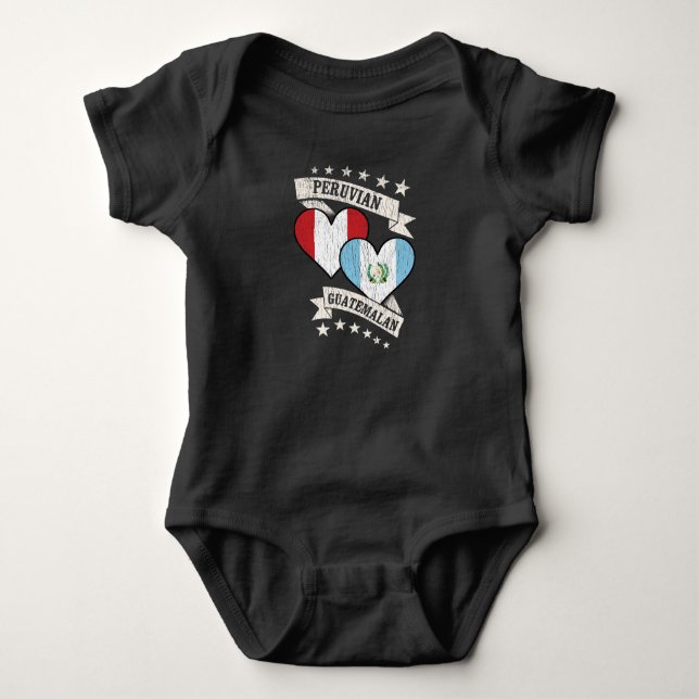 Peru Guatemala Herzflags Peru Guatemala Baby Strampler (Vorderseite)