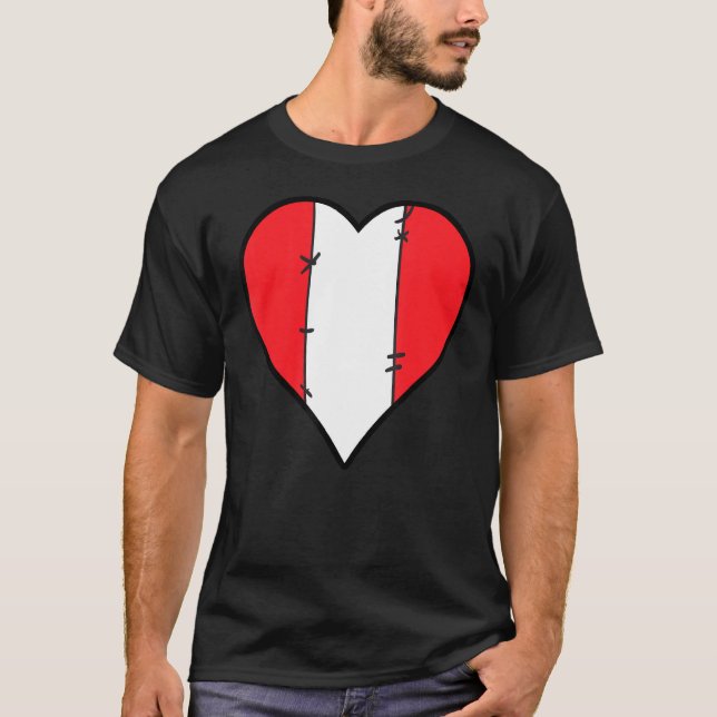 Peru Herz Peruaner Flagge T-Shirt (Vorderseite)